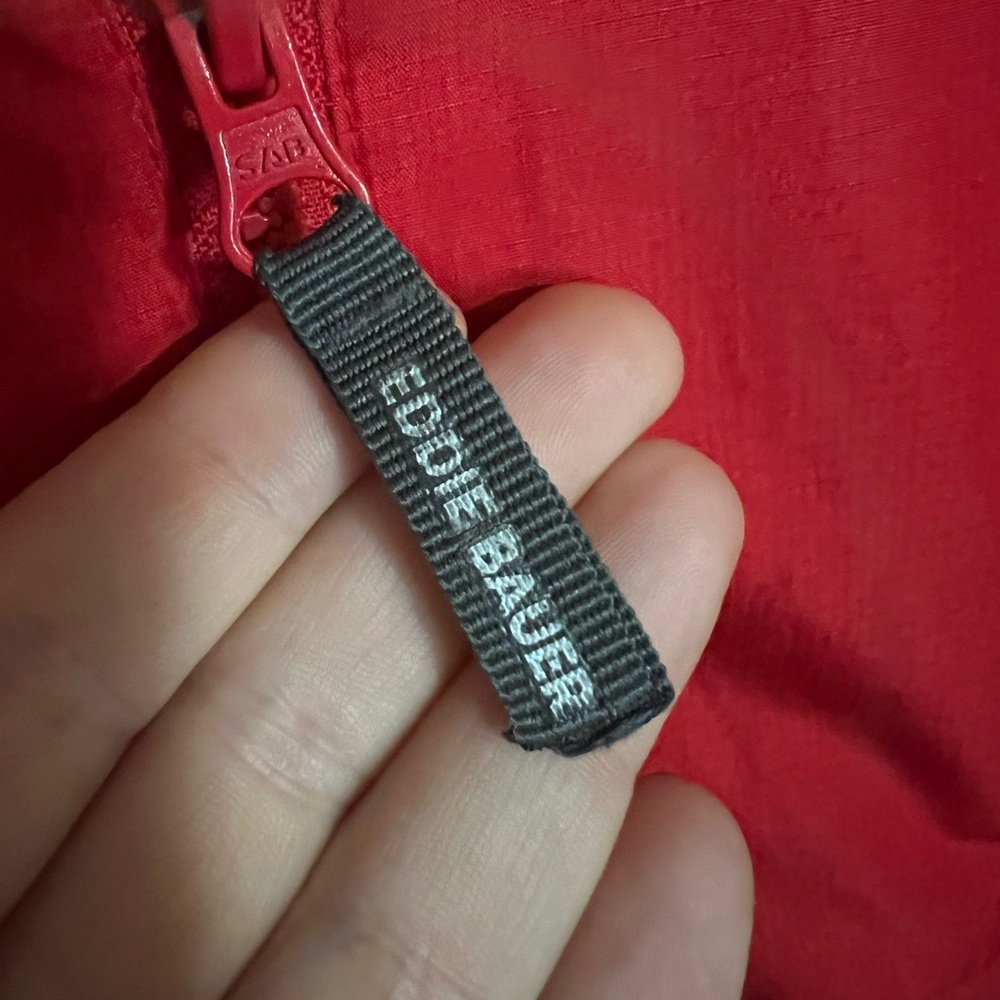 EDDIE BAUER Classic Lone Peak Waterproof Windbreaker Jacket Red Grey Boy's Sz L - Picture 2 of 5